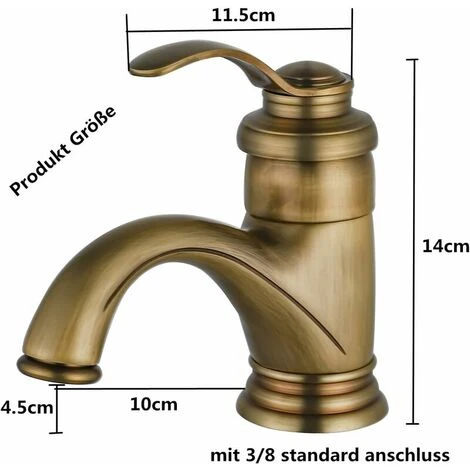 Basin Mixer Tap Antique Bathroom Faucet, Retro Basin Faucet, Basin Mixer Tap, Nostalgia Brushed Brass Bathroom Faucet For Bathroom 5 Basin Mixer Tap Antique Bathroom Faucet, Retro Basin Faucet, Basin Mixer Tap, Nostalgia Brushed Brass Bathroom Faucet For Bathroom - Image 3