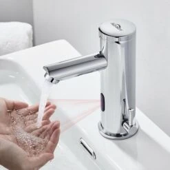 Electronic Infrared Basin Mixer Tap Cold And Hot Water Automatic Mixer Tap Brass Chrome Automatic Bathroom Sink Faucet 9 Electronic Infrared Basin Mixer Tap Cold And Hot Water Automatic Mixer Tap Brass Chrome Automatic Bathroom Sink Faucet -Bathroom Faucet Store 94518759 3