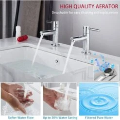 Pair Bathroom Sink Twin Taps Bath Basin Mini Mixer Modern Chrome Hot & Cold Water Kitchen Faucets Water Saving -Bathroom Faucet Store 94588986 4