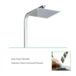 Biubiubath Thermostat Shower System With 8 Inch Rainfall Shower Head, Adjustable Height Riser Rail And Square Thermostatic Shower Mixer Set, Anti-Scald, Chrome Plated -Bathroom Faucet Store 94713232 3