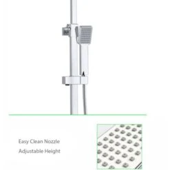 Biubiubath Thermostat Shower System With 8 Inch Rainfall Shower Head, Adjustable Height Riser Rail And Square Thermostatic Shower Mixer Set, Anti-Scald, Chrome Plated -Bathroom Faucet Store 94713232 4