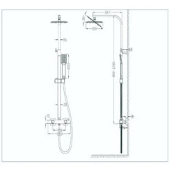 Biubiubath Thermostat Shower System With 8 Inch Rainfall Shower Head, Adjustable Height Riser Rail And Square Thermostatic Shower Mixer Set, Anti-Scald, Chrome Plated -Bathroom Faucet Store 94713232 5