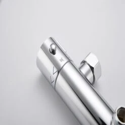 Biubiubath Thermostat Shower System With 10 Inch Rainfall Shower Head, Adjustable Height Riser Rail And Square Thermostatic Shower Mixer Set, Anti-Scald, Chrome Plated -Bathroom Faucet Store 94713570 5