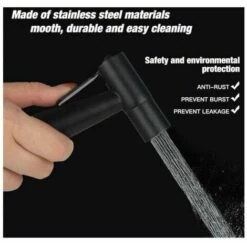 WC Hand Shower Kit, 1.5 M Hose And Support, G1/2 Adapters Black -Bathroom Faucet Store 94721257 3