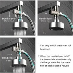 Way Diverter Valve G 1/2 Solid Brass Shower Head Diverter Valve/Shower Adapter/Reverser Valve, Brushed Nickel DSF007NA, Chrome, DSF007, DSF007, -Bathroom Faucet Store 95352107 4