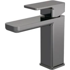 Nuie Windon Brushed Gunmetal Mono Basin Mixer Tap With Push Button Waste - WIN705