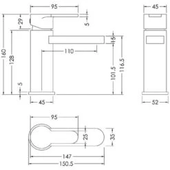 Nuie Windon Brushed Gunmetal Mono Basin Mixer Tap With Push Button Waste - WIN705 -Bathroom Faucet Store 95410352 3