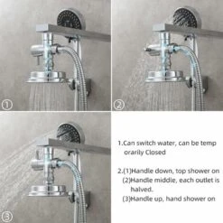 1/2 Inch Diverter Valve Shower Adapter Brass 3-way Diverter Valve For Rain Shower And Shower Arm Chrome. 10 1/2 Inch Diverter Valve Shower Adapter Brass 3-way Diverter Valve For Rain Shower And Shower Arm Chrome. -Bathroom Faucet Store 95521272 4