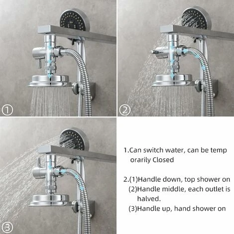 1/2 Inch Diverter Valve Shower Adapter Brass 3-way Diverter Valve For Rain Shower And Shower Arm Chrome. 6 1/2 Inch Diverter Valve Shower Adapter Brass 3-way Diverter Valve For Rain Shower And Shower Arm Chrome. - Image 4