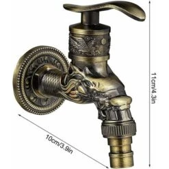 Vintage Faucet, Dragon Carved Faucet Zinc Alloy, 1/2" Wall Faucet, Antique Copper Faucet Garden, Faucet Basin Faucet For Bathroom Garden Kitchen -Bathroom Faucet Store 95521715 4