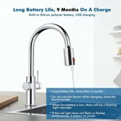 USB Smart Saving Faucet, Water Sink Infrared Faucet With Touchless Automatic Sensor For Kitchen, Bathroom, Restaurant, School -Bathroom Faucet Store 95521944 4