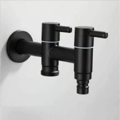 Garden Faucet Kit Black Lengthened Faucet Washing Machine Balcony Bathroom Water Faucet Mop Pool Faucet Faucet Outdoor Kitchen Faucet 304 Stainless Steel Household Faucet
