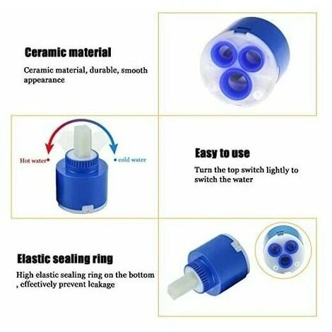 Ceramic Faucet Replacement Inner 3Pcs Ceramic Cartridge Cartridge Controller Faucet Replacement Faucet For Bathroom Mixer Tap (Blue 35Mm) 5 Ceramic Faucet Replacement Inner 3Pcs Ceramic Cartridge Cartridge Controller Faucet Replacement Faucet For Bathroom Mixer Tap (Blue 35Mm) - Image 3