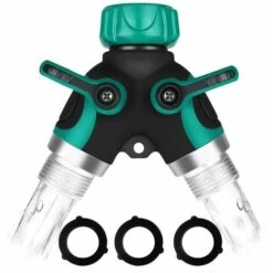 Garden Hose Splitter, 3/4 Zinc Alloy Distributor With 2 Valve Outlets, Adjustable And Lockable Water Flow With 2 Connectors And 3 Washers