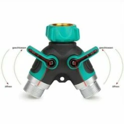 Garden Hose Splitter, 3/4 Zinc Alloy Distributor With 2 Valve Outlets, Adjustable And Lockable Water Flow With 2 Connectors And 3 Washers -Bathroom Faucet Store 95877374 3