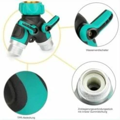 Garden Hose Splitter, 3/4 Zinc Alloy Distributor With 2 Valve Outlets, Adjustable And Lockable Water Flow With 2 Connectors And 3 Washers -Bathroom Faucet Store 95877374 5