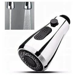 Kitchen Sink Faucet With Retractable Sprayer - Push Button Stop 2 Kinds Universal Head For Toilet Mixer Tap Bathroom Faucet Silver