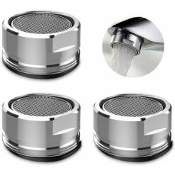 3 Pack 24mm Faucet Aerators, Replacement Part, Male Threaded Brass Spout With Gasket, Polished Chrome