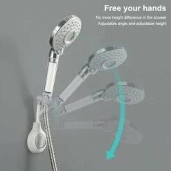 Bathroom Wall Mounted Shower Head Holder 360 Degree Adjustable Self Adhesive Shower Head Holder With Hook Holder, Green -Bathroom Faucet Store 97104701 4