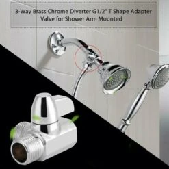 Shower Diverter, Universal Chrome Brass 3 Way Diverter Adapter G1/2 T Shape Valve Adapter For Shower Arm Mounted -Bathroom Faucet Store 97104943 3