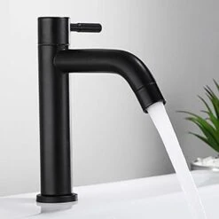 Bathroom Sink Faucet,Stainless Steel Single Basin Faucet,Elegant Retro Design,Matte Black Matte Black For Bathroom,Cold Single,Toilet -Bathroom Faucet Store 97811045 3