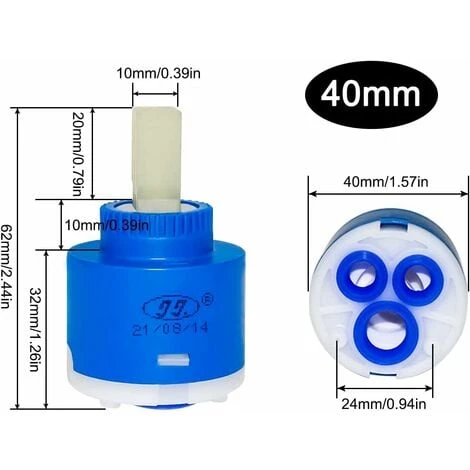 Ceramic Cartridge Ceramic Cartridge 40mm Inner Controller Replacement Cartridge Mixer Tap Cartridge For Bathroom Mixer Tap Blue (40mm) 4 Ceramic Cartridge Ceramic Cartridge 40mm Inner Controller Replacement Cartridge Mixer Tap Cartridge For Bathroom Mixer Tap Blue (40mm) - Image 2