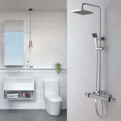 Thermostatic Shower Faucet, 59 Brass Thermostatic Bathtub Faucet, Safety Protection With 38℃ Anti-Scalding Knob, Bathtub Mixer Tap Precise Temperature And Water Volume Adjustment -Bathroom Faucet Store 97814088 4