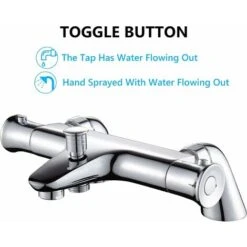 Thermostatic Bathtub Mixer,with 38° Safety Knob Thermostatic Bath Shower Mixer,Thermostatic Bathtub Faucet,Chrome,Brass -Bathroom Faucet Store 97815083 5