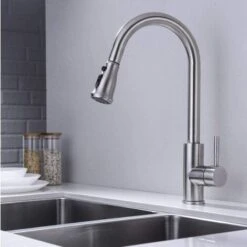 Kitchen Tap Spray Head, 3 Modes Taps Aerator With Control Button Anti-Splash Universal G 1/2 Pull Out Sink Tap Sprayer Attachment Water Saving,Electroplated Silver -Bathroom Faucet Store 97905157 5