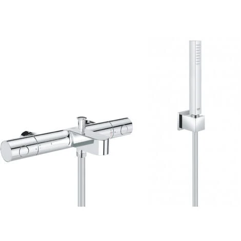 Grohe Bath/shower Set Grohtherm 800 Thermostatic Mixer + 1 Jet Shower Stick, Chrome (34770000-CUBESTICK) 3 Grohe Bath/shower Set Grohtherm 800 Thermostatic Mixer + 1 Jet Shower Stick, Chrome (34770000-CUBESTICK)