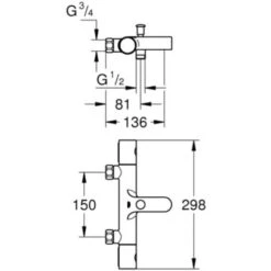 Grohe Bath/shower Set Grohtherm 800 Thermostatic Mixer + 1 Jet Shower Stick, Chrome (34770000-CUBESTICK) 10 Grohe Bath/shower Set Grohtherm 800 Thermostatic Mixer + 1 Jet Shower Stick, Chrome (34770000-CUBESTICK) -Bathroom Faucet Store 98284145 4