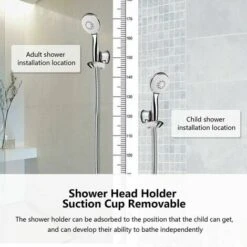 Shower Holder, Adjustable Shower Suction Cup, Wall Mounted Shower Head Holder, Bathroom Accessories -Bathroom Faucet Store 98631924 2