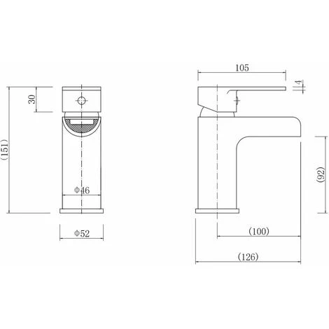 Bathroom Waterfall Mono Basin Mixer Tap Waste Round Lever Handle 7 Bathroom Waterfall Mono Basin Mixer Tap Waste Round Lever Handle - Image 5