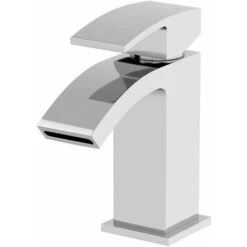 Modern Mono Basin Sink Mixer Tap Slotted Waste Curved Spout Chrome Bathroom -Bathroom Faucet Store 9976197 3