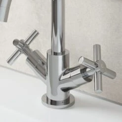 Bathroom Mono Basin Mixer Tap Waste Modern Cross Head Handle -Bathroom Faucet Store 9976297 3
