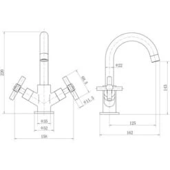 Bathroom Mono Basin Mixer Tap Waste Modern Cross Head Handle -Bathroom Faucet Store 9976297 5
