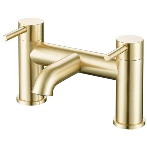 Modern Brushed Brass Designer Deck Mounted Bath Filler Tap 3 Modern Brushed Brass Designer Deck Mounted Bath Filler Tap
